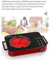 Electric Induction Cooktop, 1800W, w/ 2 Handles,