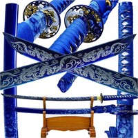 Japanese Blue Katana Sword Real Authentic,Full Tan