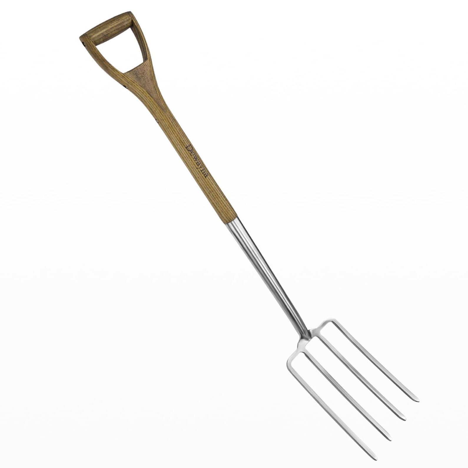 Garden Pitch Fork, 4-Tine Stainless Steel Spading