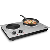 CUSIMAX 1800W Double Hot Plate, Stainless Steel Si