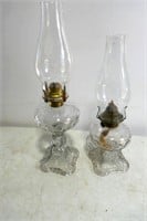 Pair Bullseye Oil Lamps