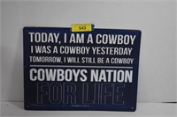 Cowboys Nation for Life Metal Sign