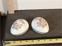 2 Vtg Austrian Porcelain Egg Boxes