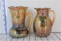 2 CARNIVAL GLASS STYLE VASES