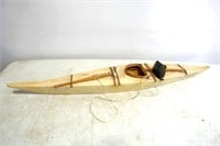 RARE Seal Skin Covered Mini Inuit Canoe