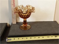 Amber Fenton Honeycomb Glass Compote