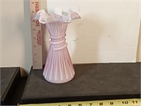 Fenton Pink + White Wheat Vase