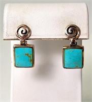 Vint Sterling (Carolyn Pollack) Turquoise Earrings