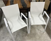 Pair of White Aluminum Patio Chairs