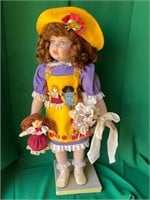 26” Porcelain Doll Yellow Dress & Hat