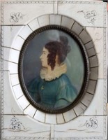 MINIATURE PORTRAIT OF A WOMAN WITH RINGLETS & LACE
