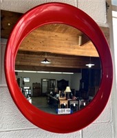 Round Red Plastic Frame Mirror