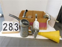 Vintage Oil Can - Grease Gun - Funnel - Oil Spout