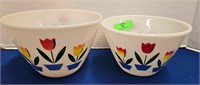 Lot of 2 Fire King Tulip Mixing Bowls