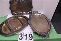 3 Silver Plated Serving Trays