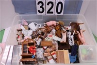 Tote of Miniature Doll House Furniture