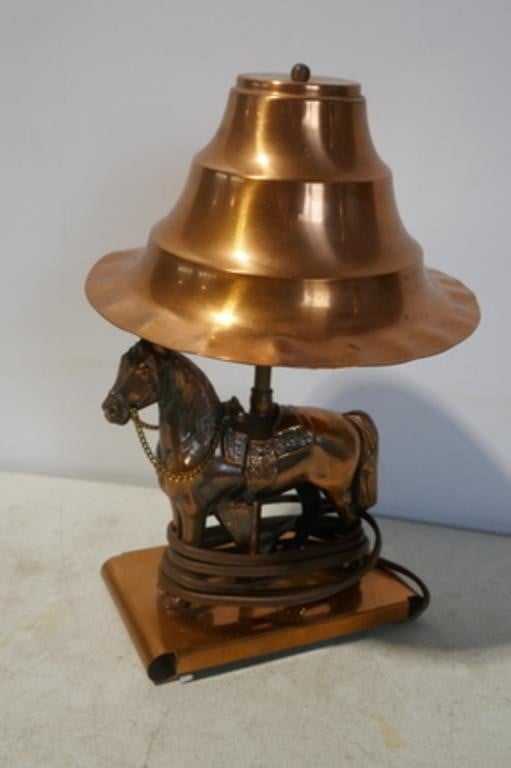 Copper Horse Lamp 12"T