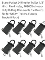 8 Pack Heavy Duty Tie Downs for utility trailers