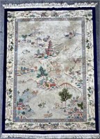 A LATE 20TH C. CHINESE HAND KNOTTED PICTORIAL CARP