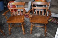 Two Vintage Solid Maple Captains Chairs. Match 603