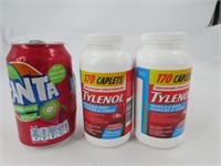 2 bouteilles de comprimés Tylenol