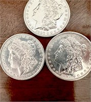 Lot 3 Morgan Silver Dollars Uncirculated