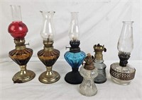 Lot Of Small Art Glass Oil Lamps