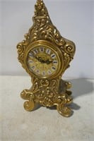 Heavy Brass Mantle Clock 8"T