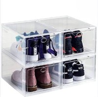 STACKABLE SHOE BOX ORGANIZER 4 PACK $31
