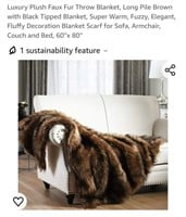 NEW Faux Fur Throw Blanket, 60''x 80'', Camel