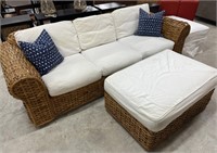 Ralph Lauren Rattan Sofa and Ottoman