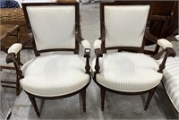 Vintage Upholstered Arm Chairs , Rich Striped