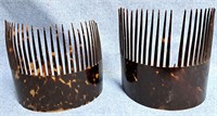 ANTIQUE TORTISE SHELL LARGE LADIES HAIR COMBS 6" L