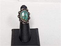 .925 Sterling Turquoise Ring Sz 5