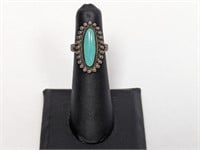 .925 Sterling Oblong Turquoise Ring Sz 5