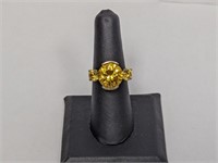 Vermeil/.925 Sterling Yellow Stone Ring Sz 7