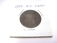 1843 US Large Cent Coin