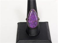 .925 Sterling Purple Turquoise/Copper Ring Sz 10