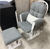 Baby Rocker / Glider White with Grey Cushions