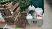 Wooden Crates, Metal Step Stool, Easter Supplies