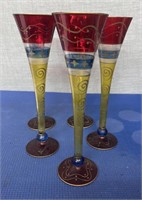 Hand Painted Champagne Flutes 5 Pcs