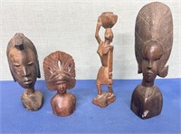 Hand Carved African Mask Busts , Assorted Sizes ,