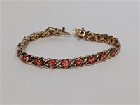 7" Vermeil/.925 Sterl Orange Stone Bracelet