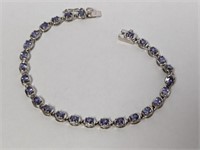 7" .925 Sterling Purple Stone Bracelet