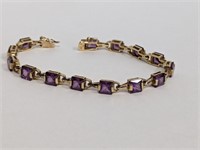 7" Vermeil/.925 Sterl Purple Stone Bracelet