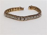 7" Vermeil/.925 Sterl Diamond Accent Bracelet