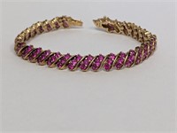 7" Vermeil/.925 Sterling Pink Stone Bracelet