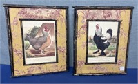 Vintage Rooster  Wall Art 2 Pcs  14” x 17”