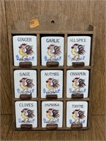 Vintage Wooden Spice Rack w/Spice Containers