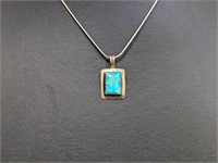 16" .925 Sterling Chain w/Turquoise Pendant